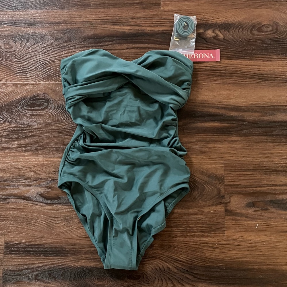 Merona Green Halter One Piece Swimsuit Size Small